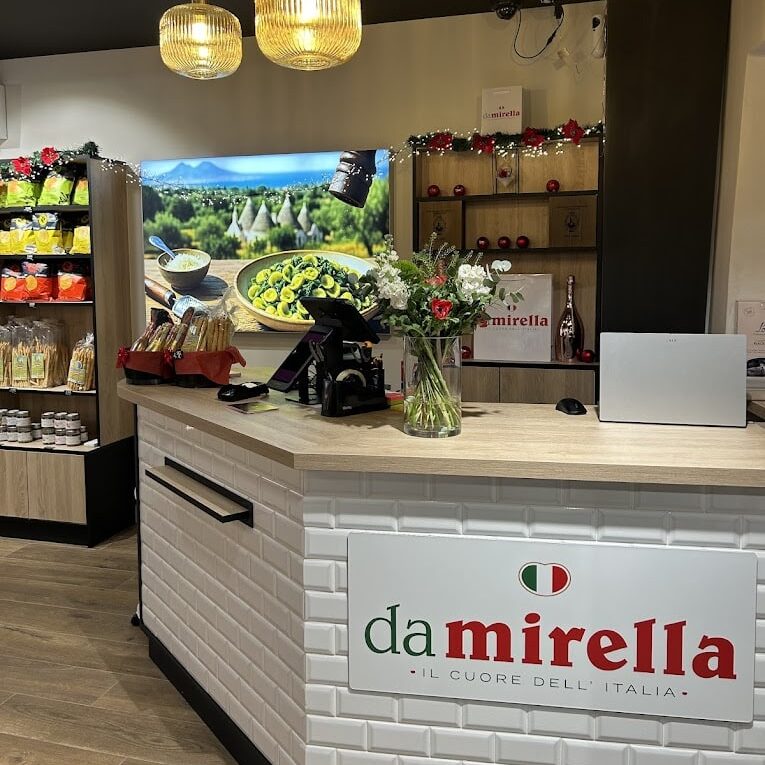 Counter at Da Mirella gourmet grocery store